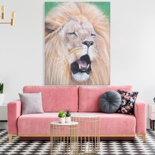 Wildlife schilderij van leeuw brullende grote kat canvas afdruk (Insitu (Woonkamer))