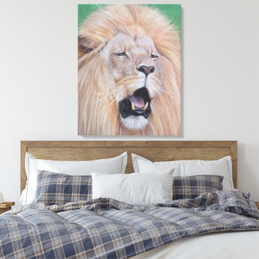 Wildlife schilderij van leeuw brullende grote kat  canvas afdruk (Insitu (Slaapkamer))