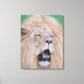 Wildlife schilderij van leeuw brullende grote kat canvas afdruk (Voorkant)