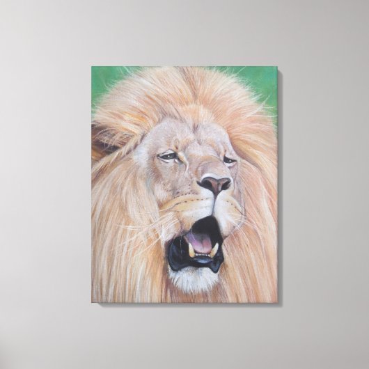 Wildlife schilderij van leeuw brullende grote kat  canvas afdruk (Voorkant)