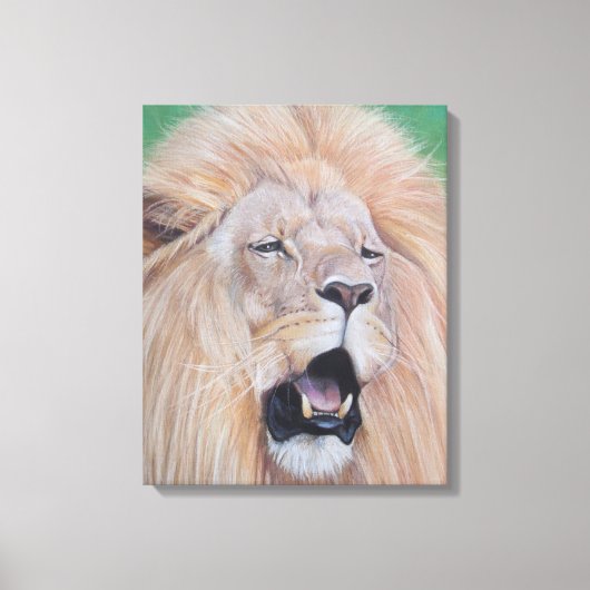 Wildlife schilderij van leeuw brullende grote kat canvas afdruk (Voorkant)