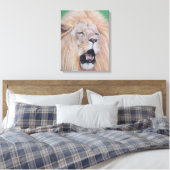 Wildlife schilderij van leeuw brullende grote kat canvas afdruk (Insitu (Slaapkamer))