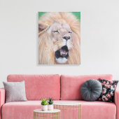 Wildlife schilderij van leeuw brullende grote kat canvas afdruk (Insitu (Woonkamer))