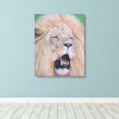 Wildlife schilderij van leeuw brullende grote kat canvas afdruk (Insitu (Houten vloer))