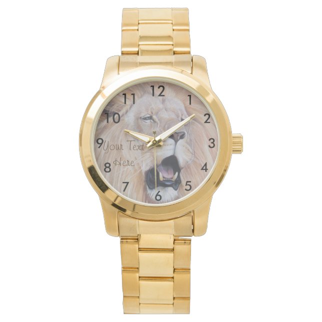 Wildlife schilderij van leeuw brullende grote kat horloge (Voorkant)