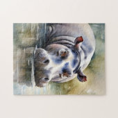 Wildlife Serenity Waterverf Hippo Legpuzzel (Horizontaal)