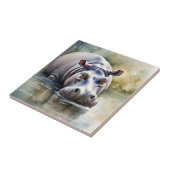 Wildlife Serenity Waterverf Hippo Tegeltje (Zijkant)