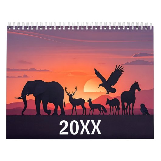 Wildlife Silhouette Wandkalender 2026 Kalender (Hoes)