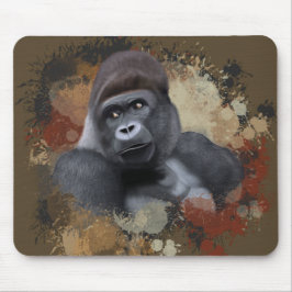 Wildlife Sitting Gorilla Earth Tone Paint Splatter Muismat