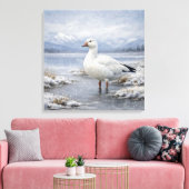 Wildlife Snow Goose Winter Snowfall Canvas Afdruk (Insitu (Woonkamer))