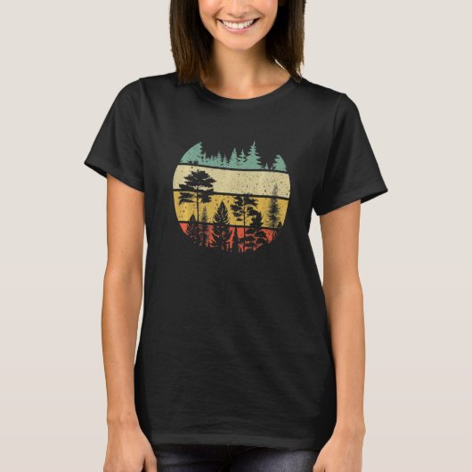 Wildlife Trees  Outdoors Nature Retro Forest T-shirt (Voorkant)