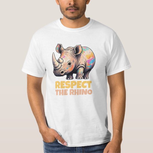 Wildlife vieren met neushoornkunst t-shirt (Voorkant)