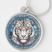 Wildlife White Tiger Glas in lood Sleutelhanger (Voorkant)