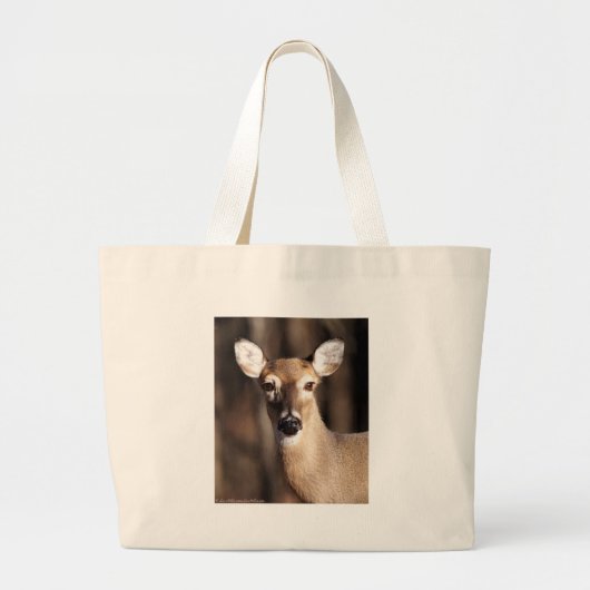 Wildlife Whitetail Deer Doe Portret Grote Tote Bag (Voorkant)