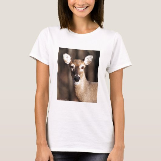 Wildlife Whitetail Deer Doe Portret T-shirt (Voorkant)