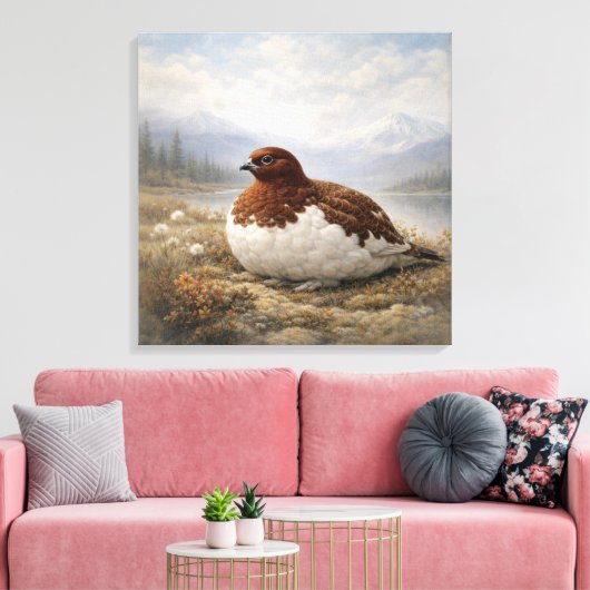 Wildlife Willow Ptarmigan Canvas Afdruk (Insitu (Woonkamer))