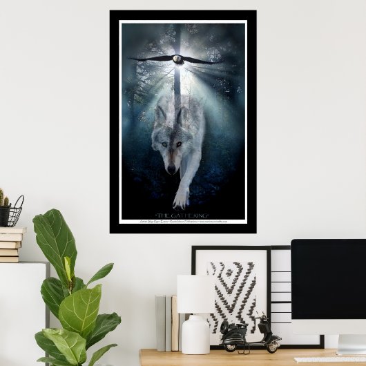Wildlife Wolf & Eagle Art Print (Thuiskantoor)