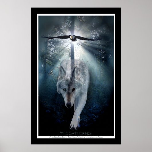 Wildlife Wolf & Eagle Art Print (Voorkant)