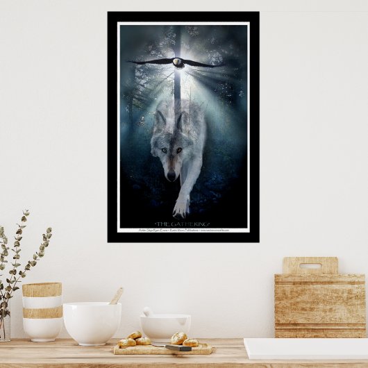 Wildlife Wolf & Eagle Art Print (Keuken)