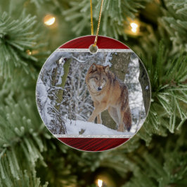 Wildlife Wolf Snow Foto Keramisch Ornament