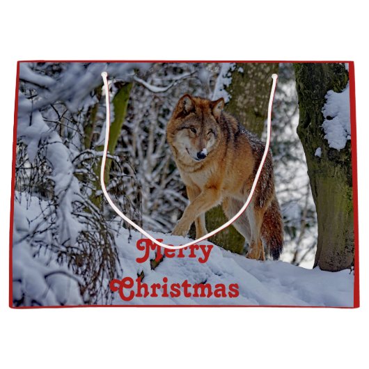 Wildlife Wolf Snow - Kerstmis Groot Cadeauzakje (Voorkant)