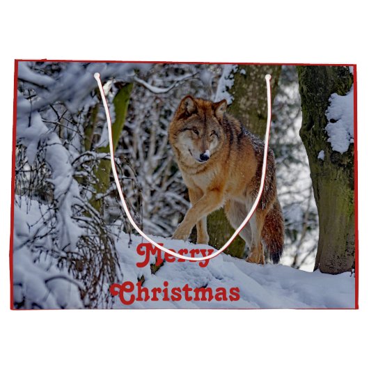 Wildlife Wolf Snow - Kerstmis Groot Cadeauzakje (Achterkant)