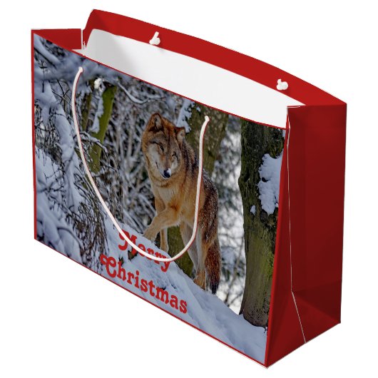 Wildlife Wolf Snow - Kerstmis Groot Cadeauzakje (Achterkant Gekanteld)