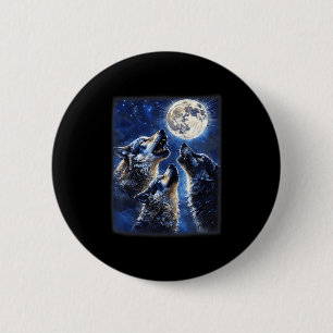 Wildlife wolven liefhebbers wolf huilen naar de ma ronde button 5,7 cm