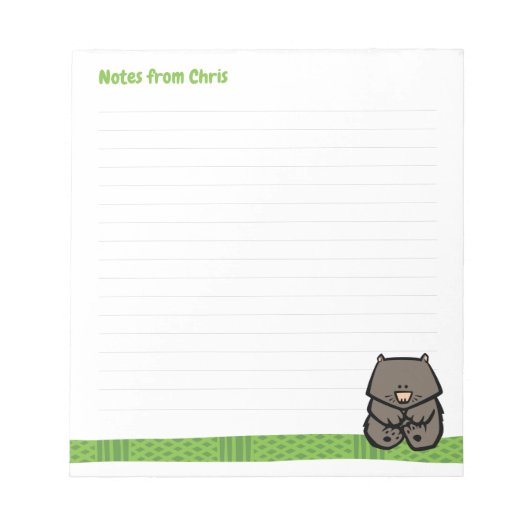 Wildlife Wombat Note Pad Notitieblok (Voorkant)