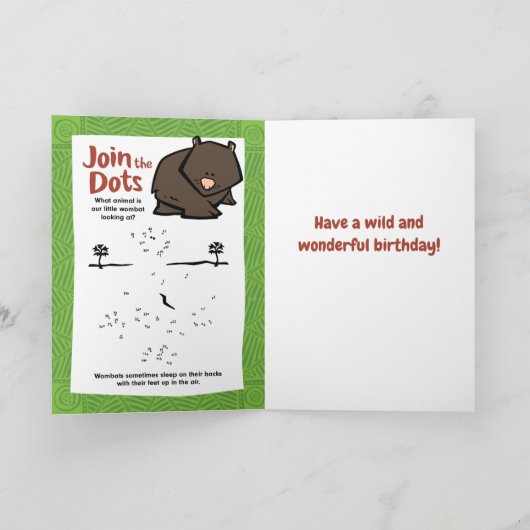 Wildlife Wombat Puzzle Wenskaart Kaart (Binnen)