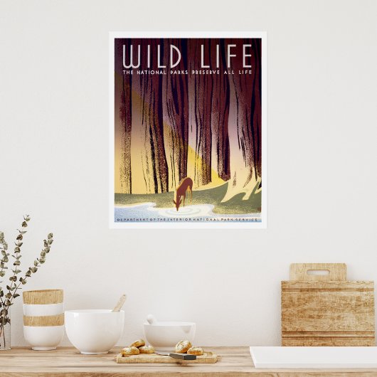 Wildlife WPA-Poster (Deer) Poster (Keuken)