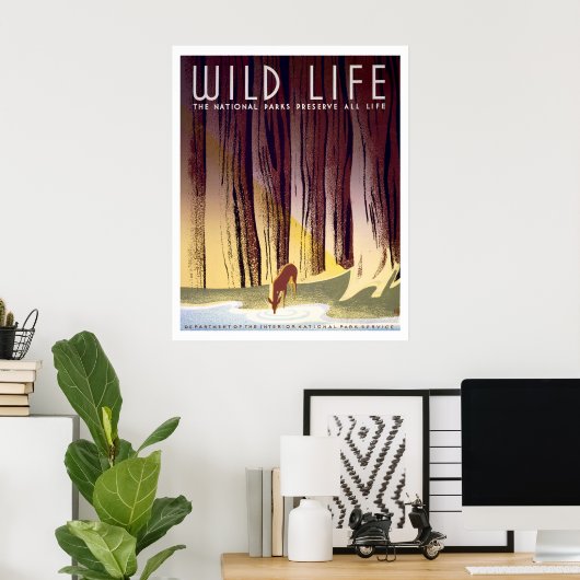 Wildlife WPA-Poster (Deer) Poster (Thuiskantoor)