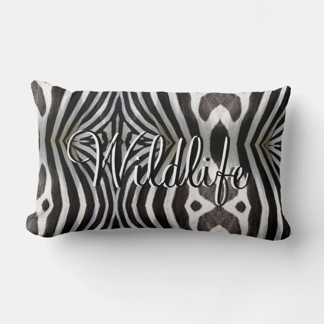 Wildlife Zebra Stripes Patroon Zwart-wit Kussen (Voorkant)