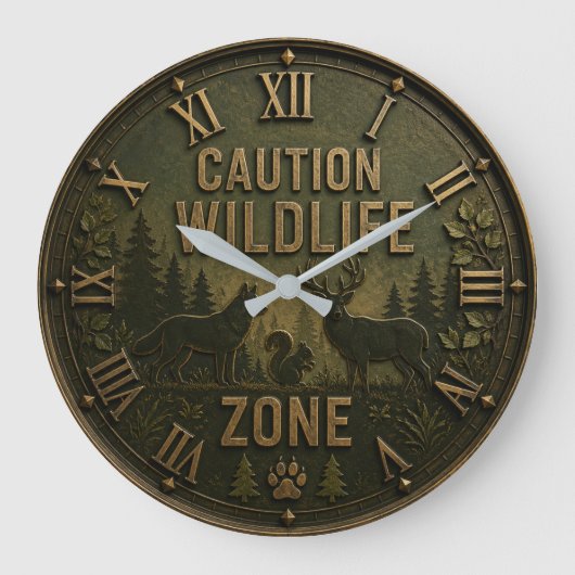 Wildlife Zone  Rustic Forest Animal Cabin Decor Grote Klok (Voorkant)