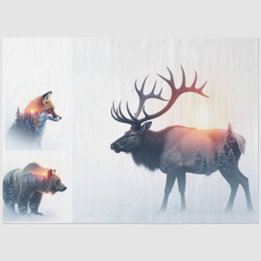 wildlife zonsondergang dubbele belichting bundel tissuepapier (Voorkant)