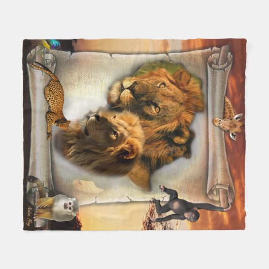 Wildlion uit Afrika Fleece Deken (Voorkant (Horizontaal))