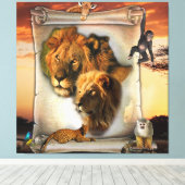 Wildlionen uit Afrika Canvas Afdruk (Insitu (Houten vloer))
