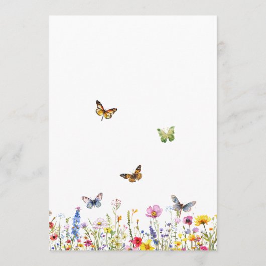 Wildlowers Butterflies Elegant 5x7'' Trouwmenu Menu (Achterkant)