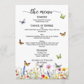 Wildlowers Butterflies Elegant 5x7'' Trouwmenu Menu (Voorkant)