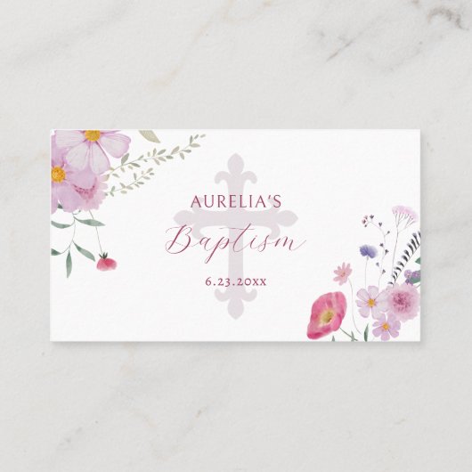 Wildlowers Doop Platte Plaats Kaart Plaatskaartje (Achterkant)