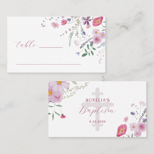 Wildlowers Doop Platte Plaats Kaart Plaatskaartje (Voorkant / Achterkant)