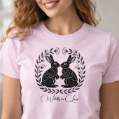 Wildly in Love | Linocut Rabbits Romantic T-shirt
