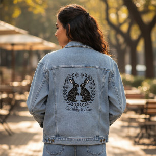 Wildly in Love Linogravure Konijnen Romantisch Denim Jacket