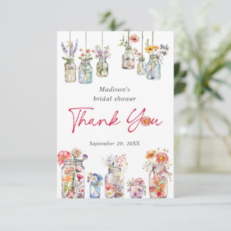 Wildly In Love Wildflower Watercolor Bridal Shower Bedankkaart