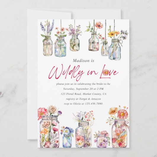 Wildly In Love Wildflower Waterverf Vrijgezellenfe Kaart (Voorkant)