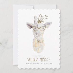 Wildly Merry Giraffe Vakantie Fotokaart Feestdagenkaart