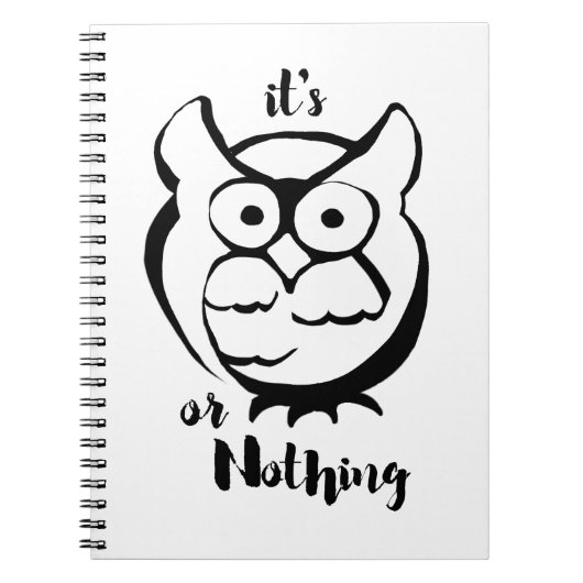 Wildly Punny — Owl or Nothing Minimalist Owl Art Notitieboek (Voorkant)