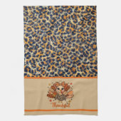 Wildly Thankful – Leopard Print Turkey  Theedoek (Verticaal)