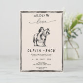 Wildly Verliefd western Foto QR Code Huwelijk Kaart (Staand voorkant)