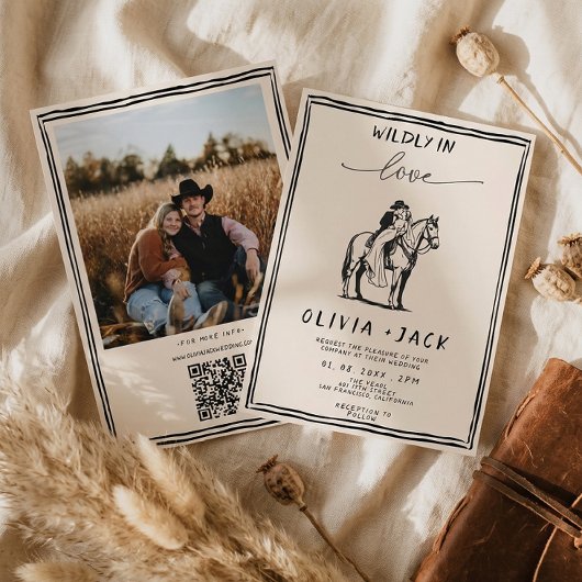 Wildly Verliefd western Foto QR Code Huwelijk Kaart